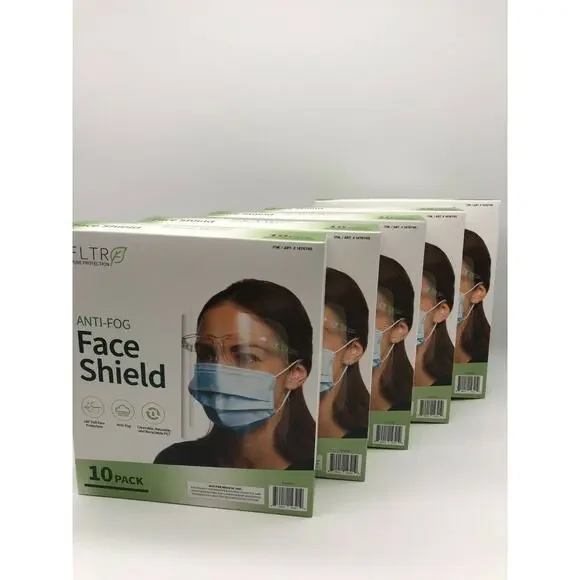Face Shields 10-pack Barrier Comfort FLTR Pure Protection Anti-Fog Lot of 5 - Picture 2 of 8